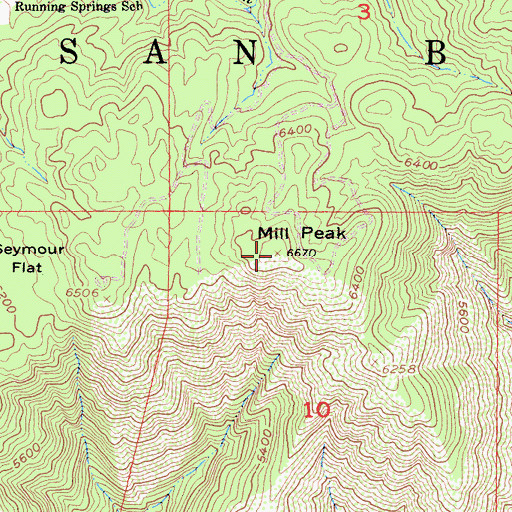 Topographic Map of Mill Peak, CA