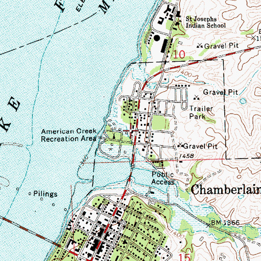 Topographic Map of Chamberlain City Hall, SD