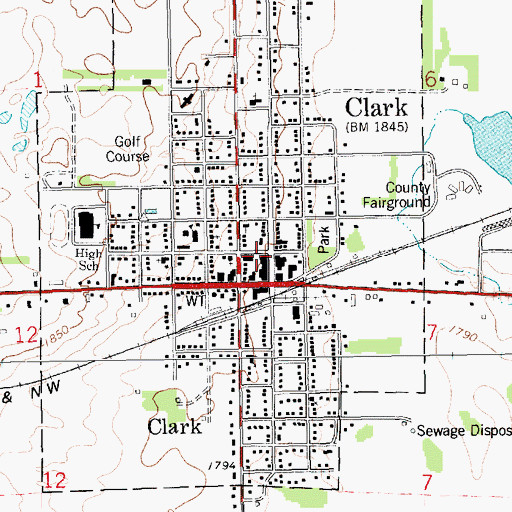Topographic Map of Clark City Hall, SD