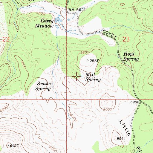 Topographic Map of Mill Spring, CA