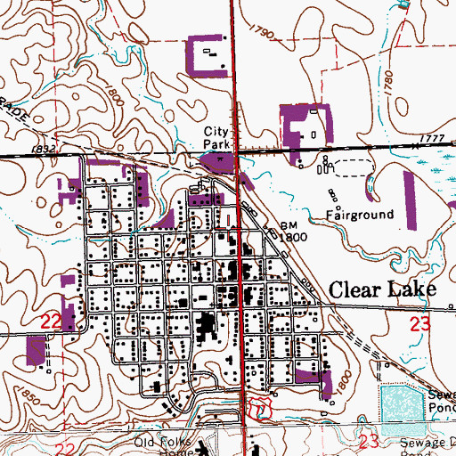 Topographic Map of Clear Lake City Building, SD
