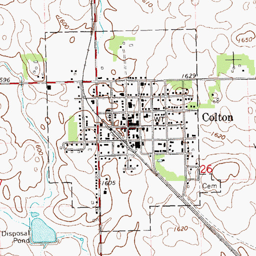 Topographic Map of Colton City Hall, SD