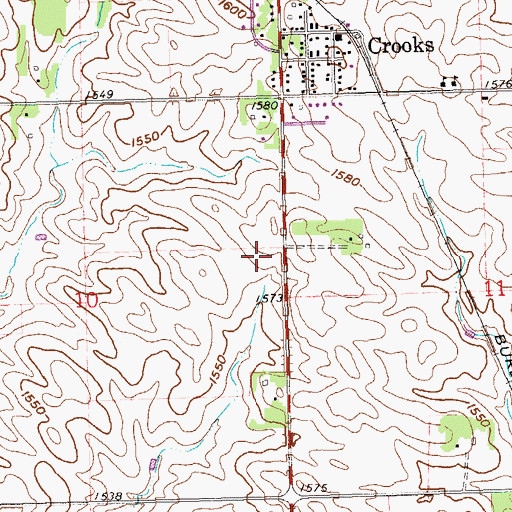 Topographic Map of Crooks City Hall, SD