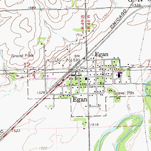 Topographic Map of Egan City Hall, SD