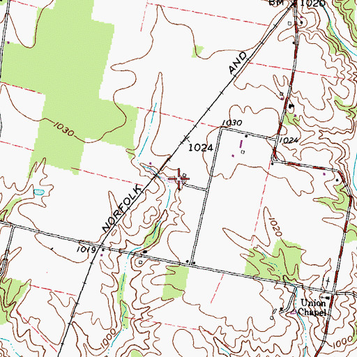 Topographic Map of Gossett Farms, OH