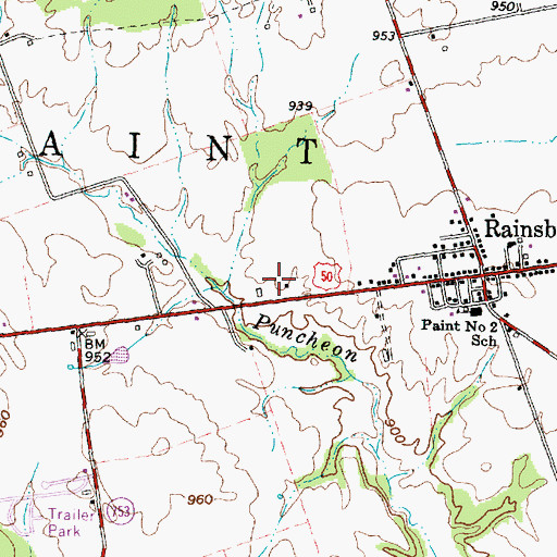 Topographic Map of Mustard Farms, OH