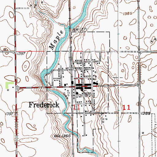 Topographic Map of Frederick City Hall, SD