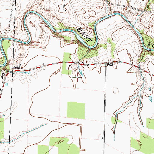 Topographic Map of Adams Farm, OH