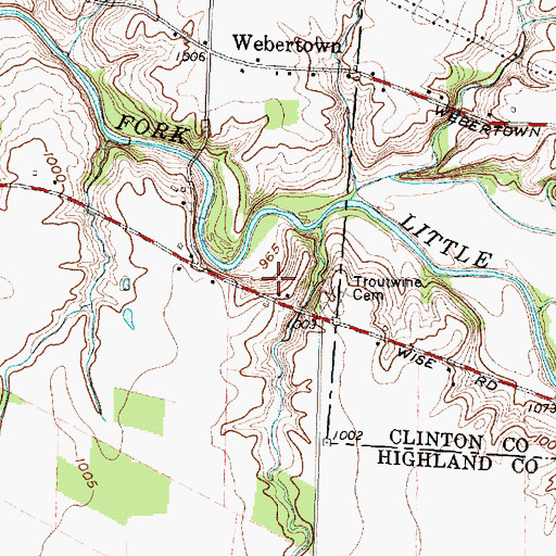 Topographic Map of Stroud Farms, OH