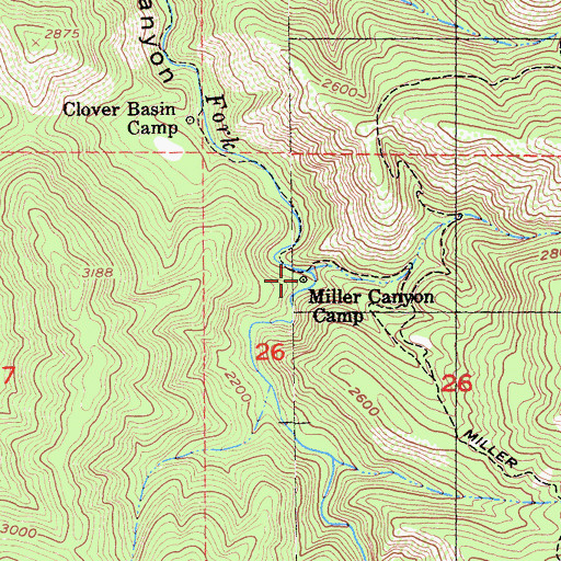 Topographic Map of Miller Canyon Camp, CA