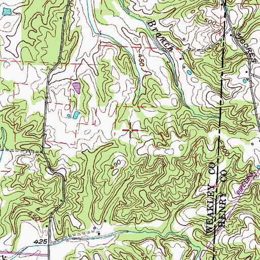Topographic Map of Cunningham Mine, TN