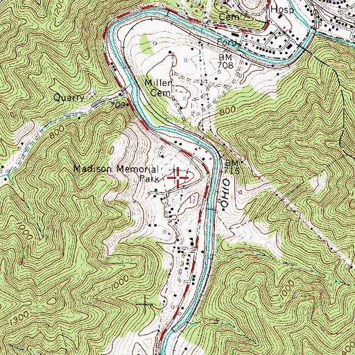 Topographic Map of Boone Memorial Park, WV