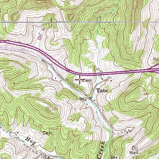 Topographic Map of David Hamrick Memorial Cemetery, WV