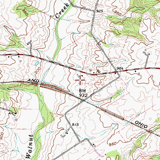 Topographic Map of Baldwin Farms, OH