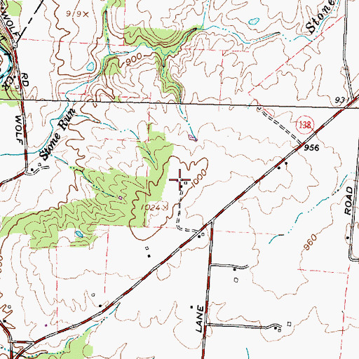Topographic Map of Blueberry Hill Farm, OH