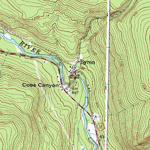 Topographic Map of Byron Village Cemetery, ME