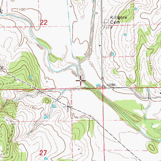 Topographic Map of Cunningham Creek, OK