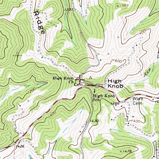 Topographic Map of High Knob Church Cemetery, WV