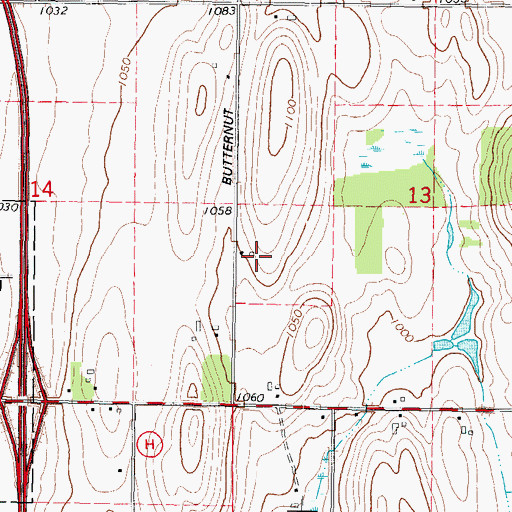 Topographic Map of Ries Pure Breed Hog Farm, WI