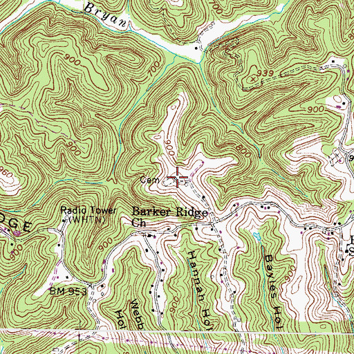 Topographic Map of Bexfield Cemetery, WV