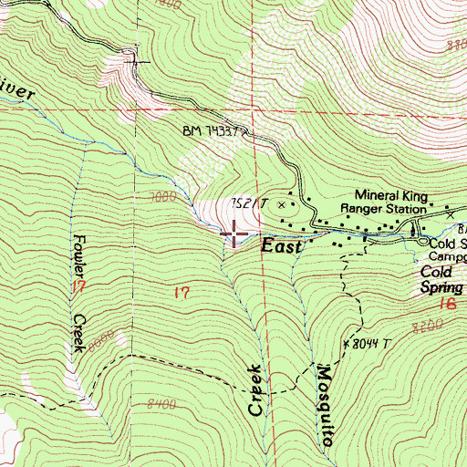 Topographic Map of Mineral Creek, CA