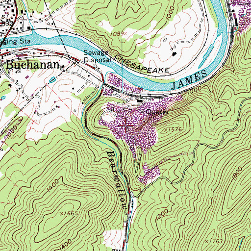 Topographic Map of Buchanan Quarry Number 1, VA