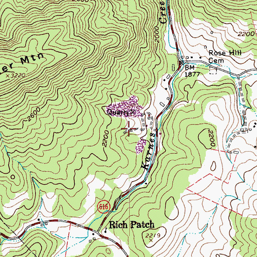 Topographic Map of Rich Patch Quarry, VA