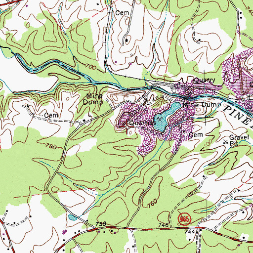 Topographic Map of Piney River Quarry, VA