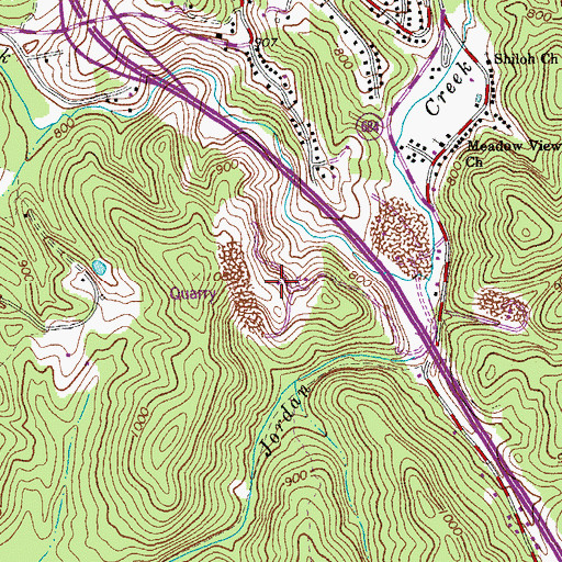 Topographic Map of Fieldale Quarry, VA