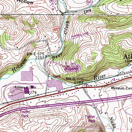 Topographic Map of Cardinal Quarries, VA