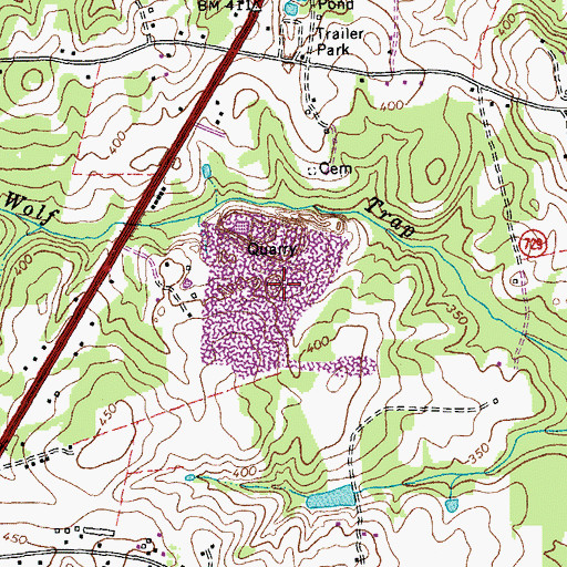 Topographic Map of South Boston Quarry, VA