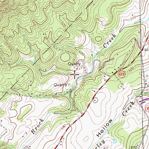 Topographic Map of Broadway Quarry, VA