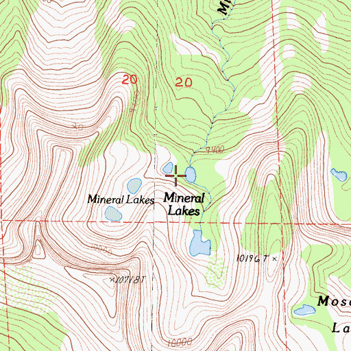 Topographic Map of Mineral Lakes, CA