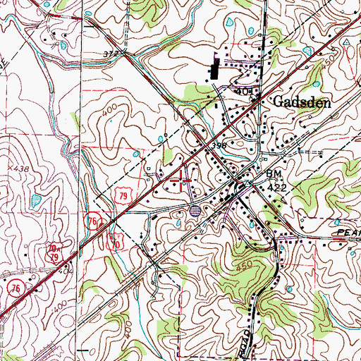 Topographic Map of Gadsden United Methodist Church, TN