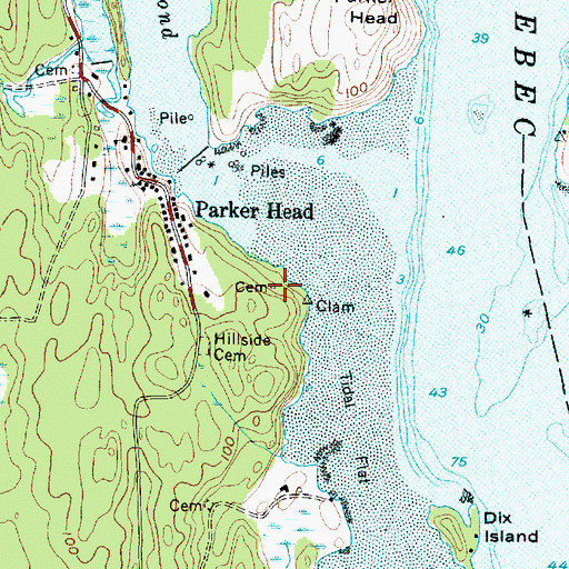 Topographic Map of Kelley Family Cemetery, ME