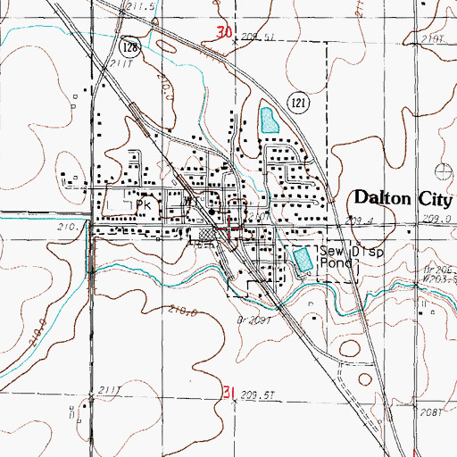 Topographic Map of Dalton City Post Office, IL