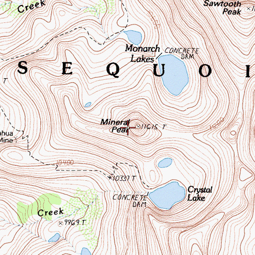Topographic Map of Mineral Peak, CA