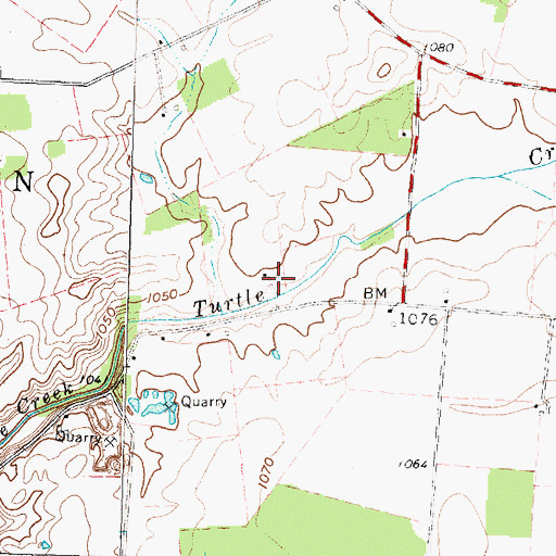 Topographic Map of Lynchburg Quarry, OH