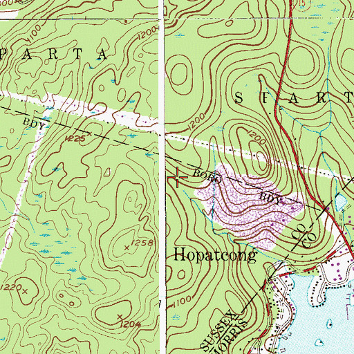 Topographic Map of Lake Hopatcong Quarry, NJ