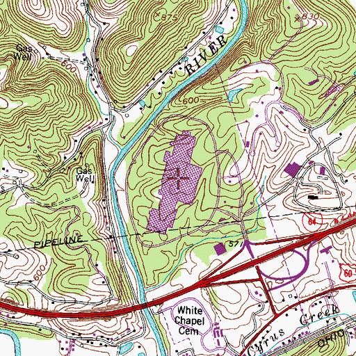 Topographic Map of Cinemark Huntington Mall, WV