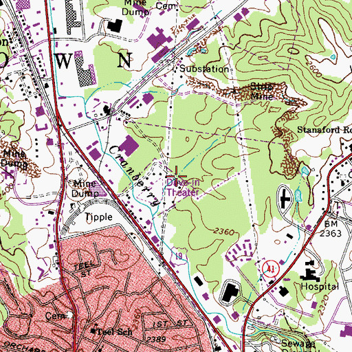 Topographic Map of Marquee Cinemas - Galleria 14, WV