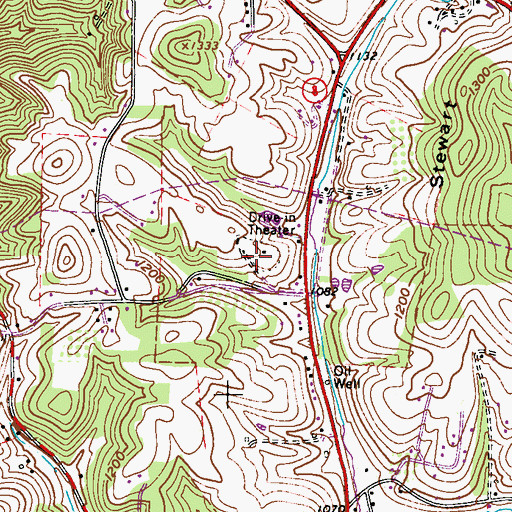 Topographic Map of Hilltop Drive-in, WV