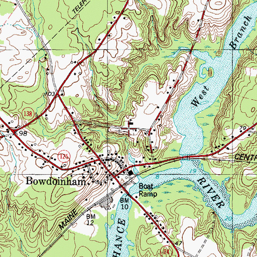 Topographic Map of Village Cemetery, ME