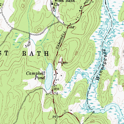 Topographic Map of Work Lee Cemetery, ME