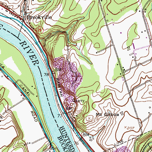 Topographic Map of Lambertville Quarry, NJ