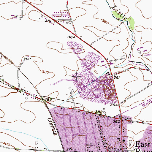 Topographic Map of East Petersburg Quarry, PA