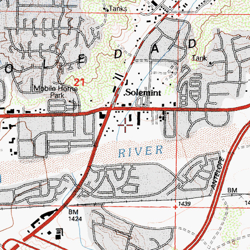 Topographic Map of Mint Canyon, CA