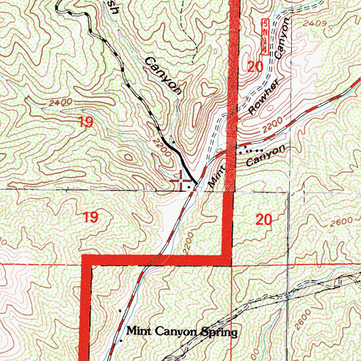 Topographic Map of Mint Canyon Campground, CA