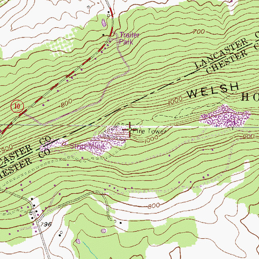 Topographic Map of Honey Brook Quarry, PA