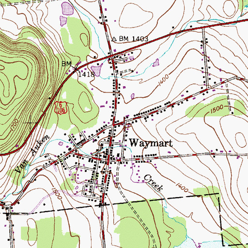 Topographic Map of Waymart Post Office, PA